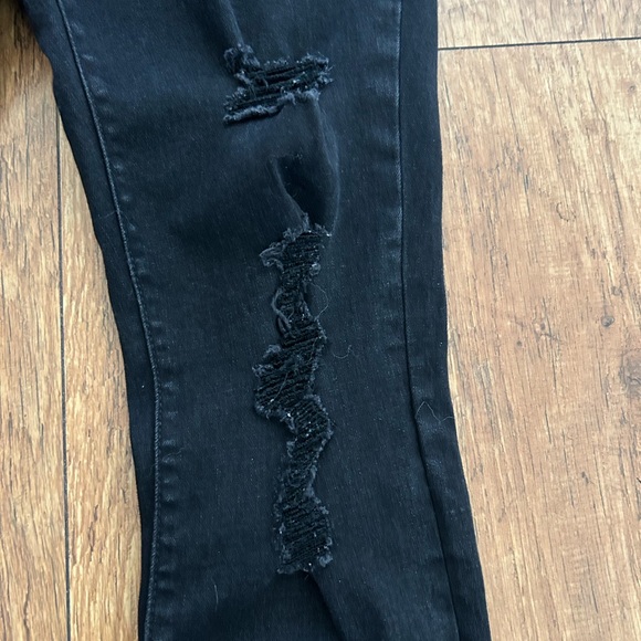 Black Distressed Women High Waist Jeans - Picture 2 of 9